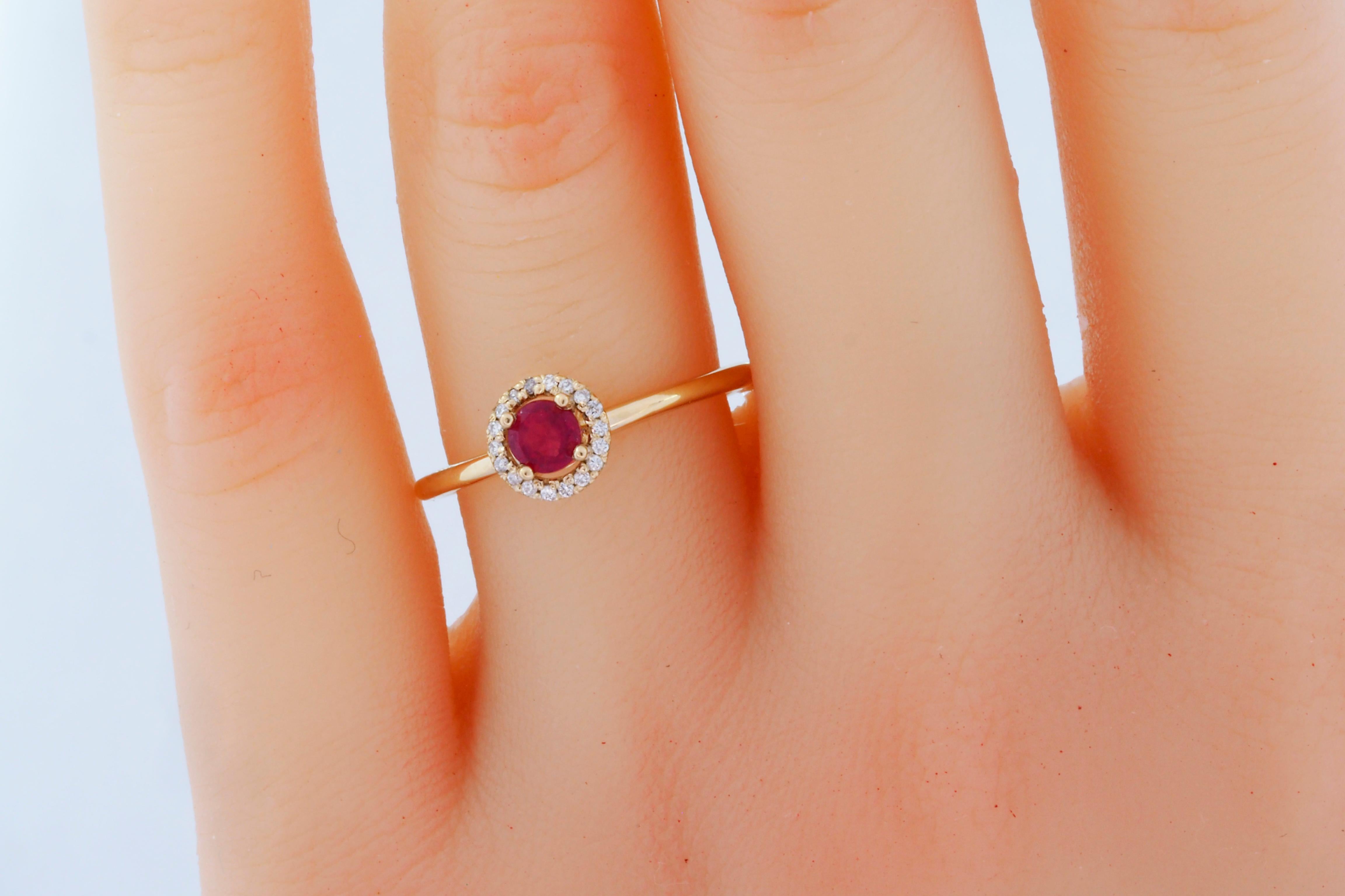 For Sale:  Round Ruby 14k Gold Ring, Ruby Engagement Ring 2