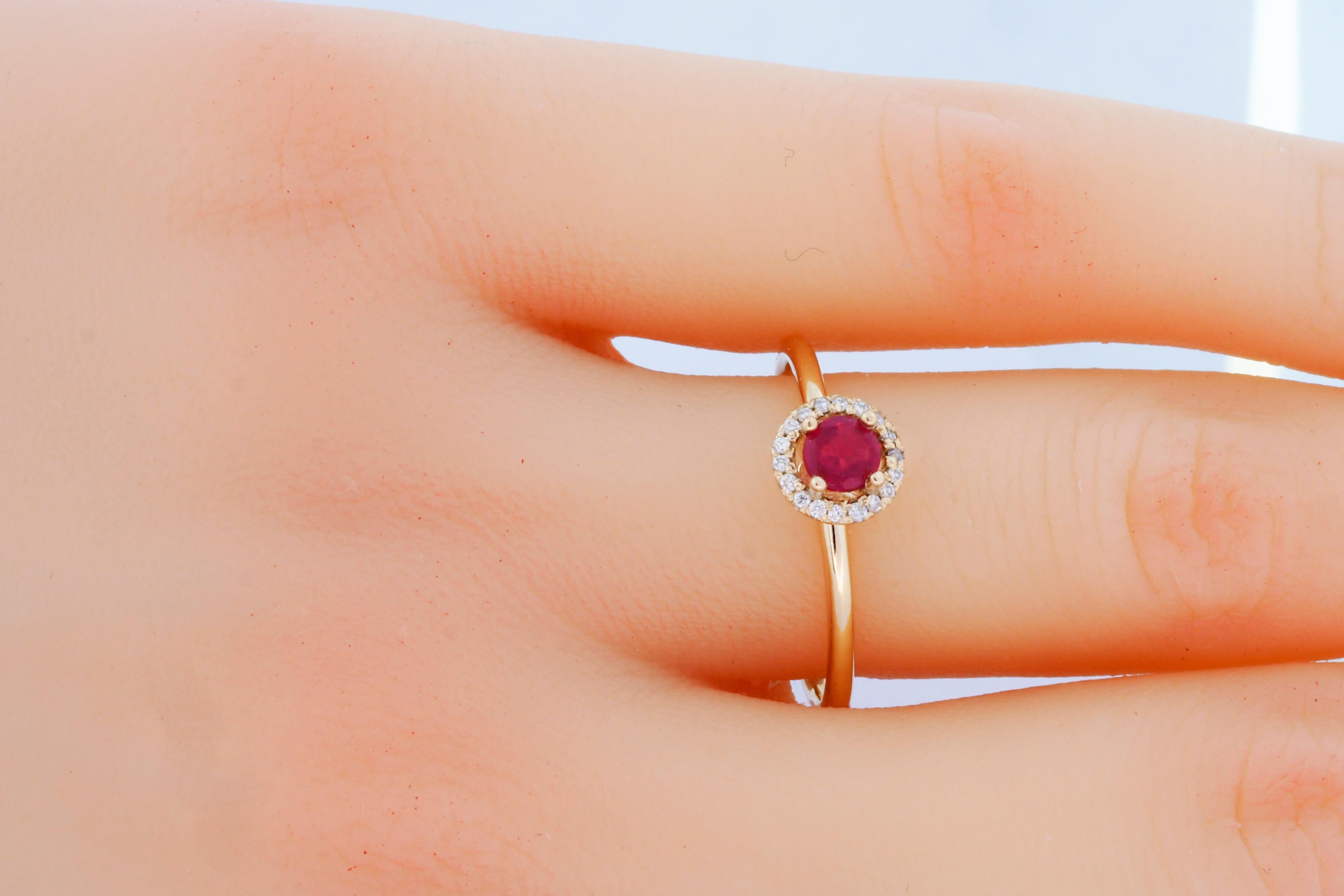 For Sale:  Round Ruby 14k Gold Ring, Ruby Engagement Ring 3