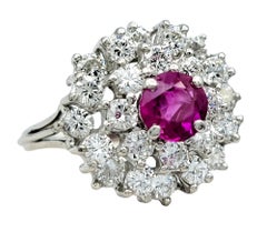 Round Ruby and Diamond Stacked Ballerina Clustered Dome Ring Set in Platinum
