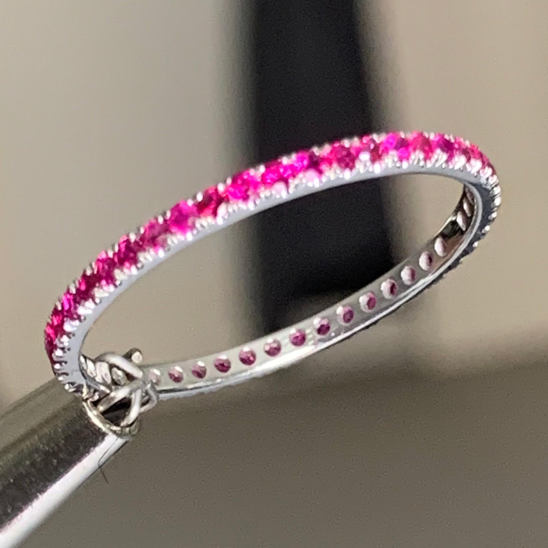 Modern Round Ruby Eternity Band 14 Karat White Gold For Sale