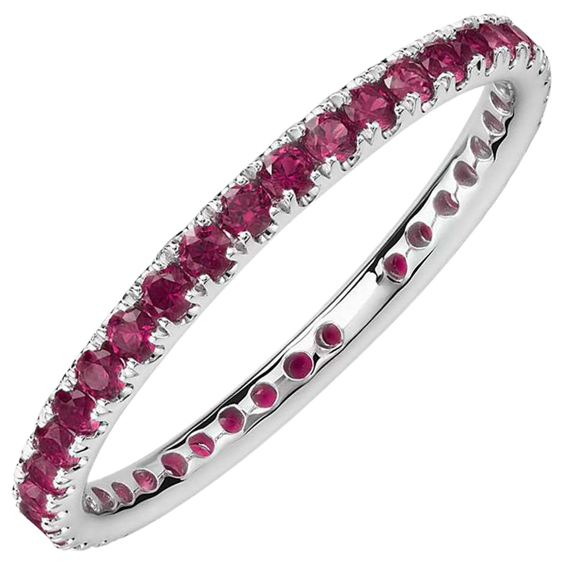 Round Ruby Eternity Band 14 Karat White Gold