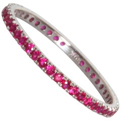 Round Ruby Eternity Band 14 Karat White Gold