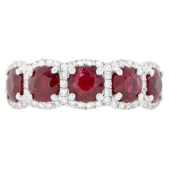 Round Ruby Ring With Diamonds 2.46 Carats 18K Gold