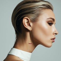 Round Ruby Threader 14K (or 18k upon request) Yellow Gold Earrings