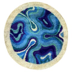 Retro Round rug with "psychedelic" design, France, circa 1970