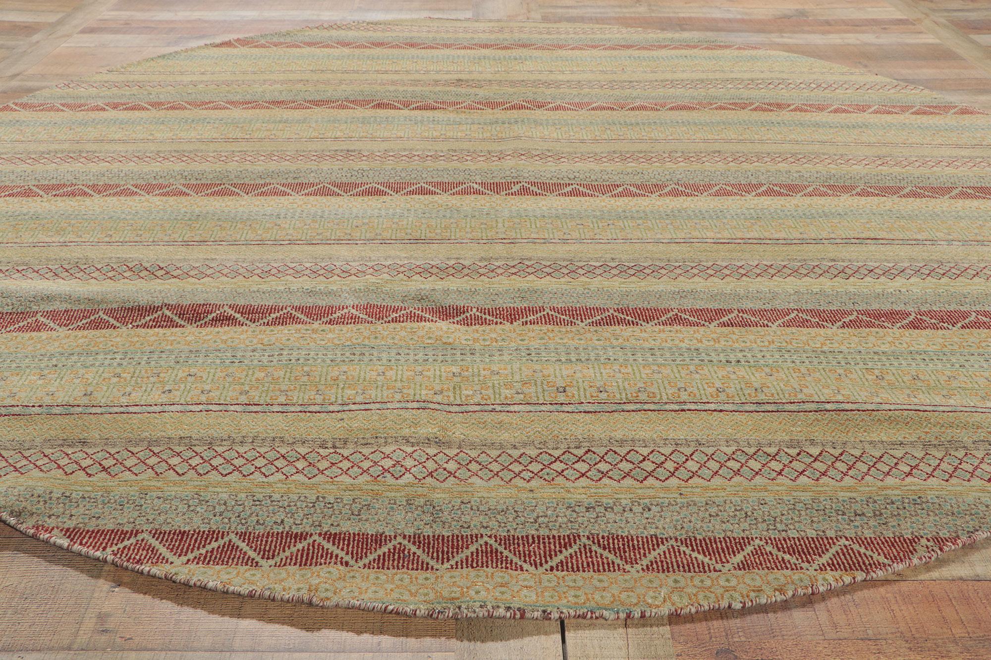 XXIe siècle et contemporain Tapis rond à rayures et à motifs traditionnels modernes en vente