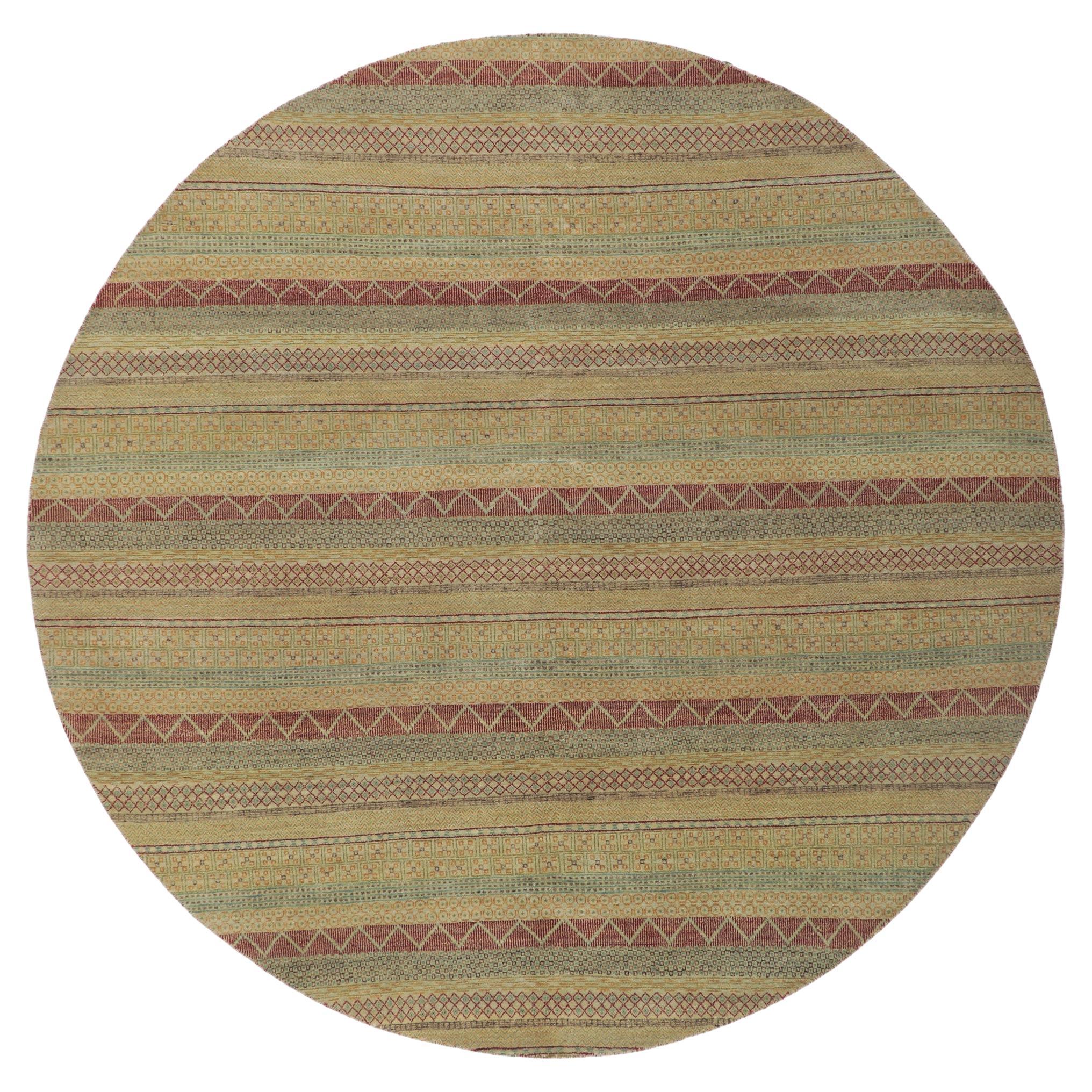 New Contemporary Striped Round Area Rug with Modern Style