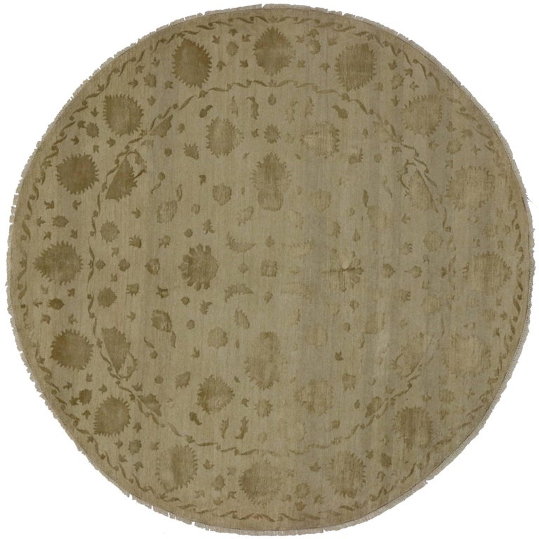New Persian Style Round Area Rug with Traditional Style in Neutral