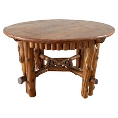 Round Rustic Hickory Folk Art Table