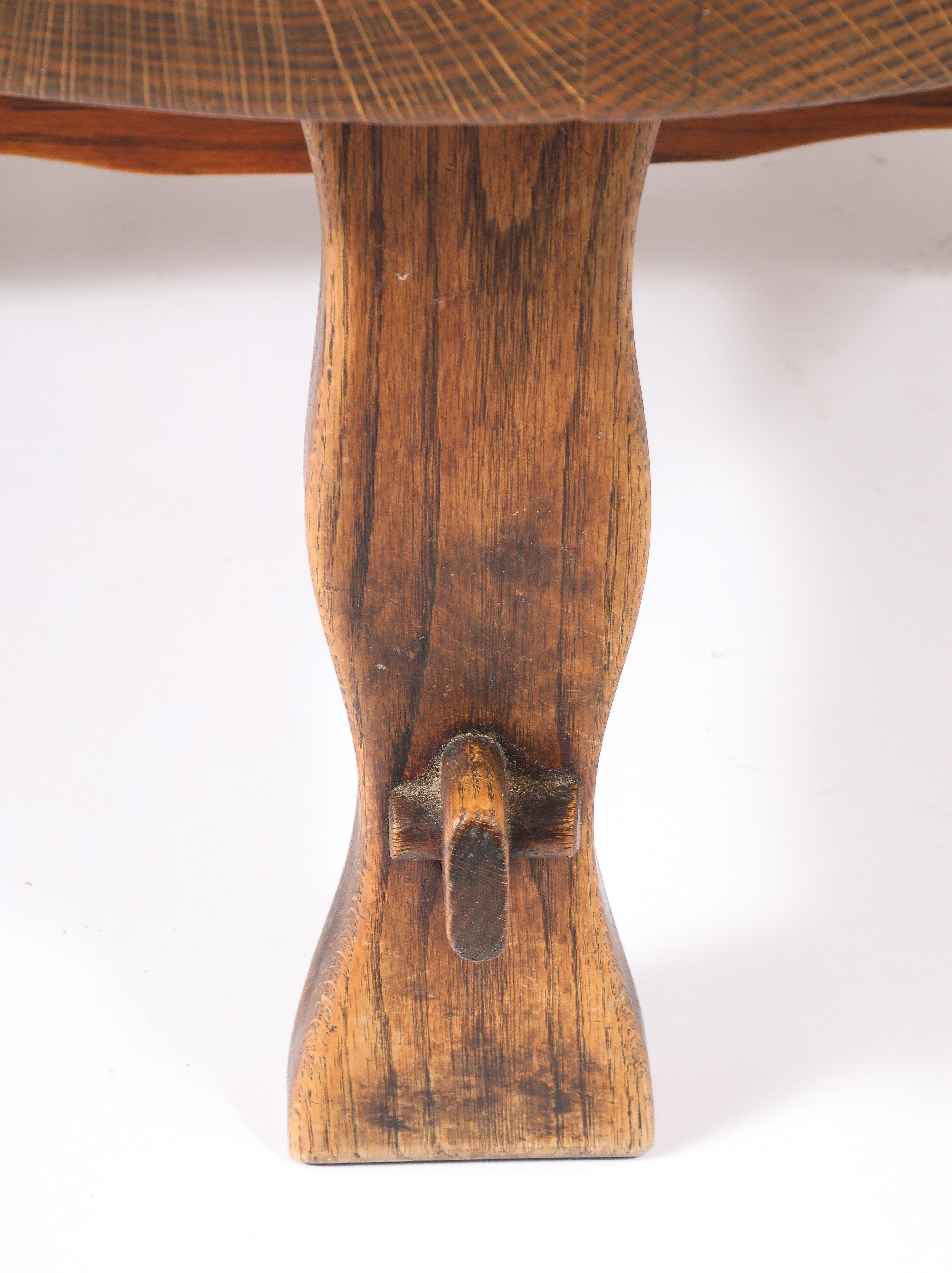 French Round Rustic Oak Coffee Table, France 1940's For Sale