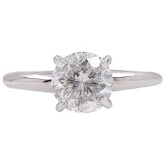 Round Salt & Pepper Diamond Solitaire Ring 1.49 Carat 14 Karat White Gold