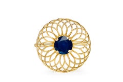 Round Sapphire 14k Gold Ring