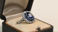 Round Sapphire (Approx. 1.60ct) Sapphire and Diamond Double Halo Ring Platinum