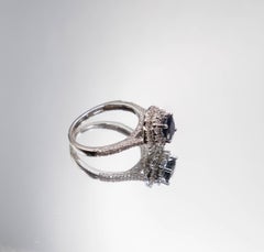 Round Sapphire Diamond Ring 1-carat