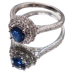 Round Sapphire Diamond Ring 1-carat