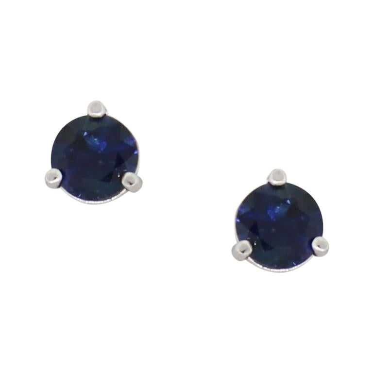 Round Sapphire Stud Earrings