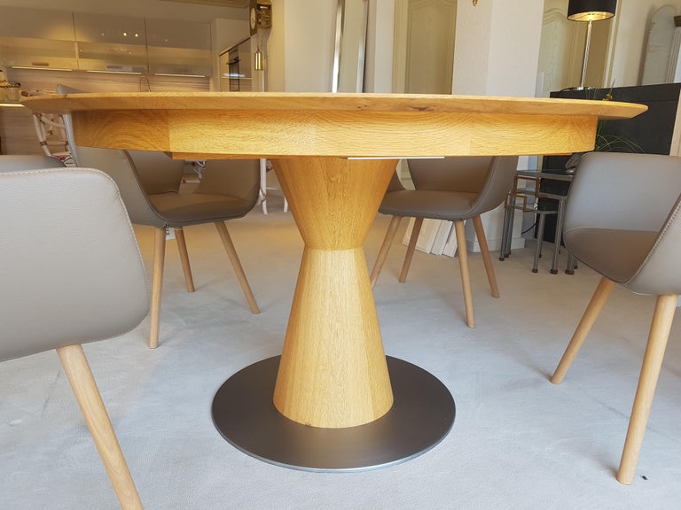 Round Scandinavian Design Dining Room Set Made of Oiled Oak For Sale at ...