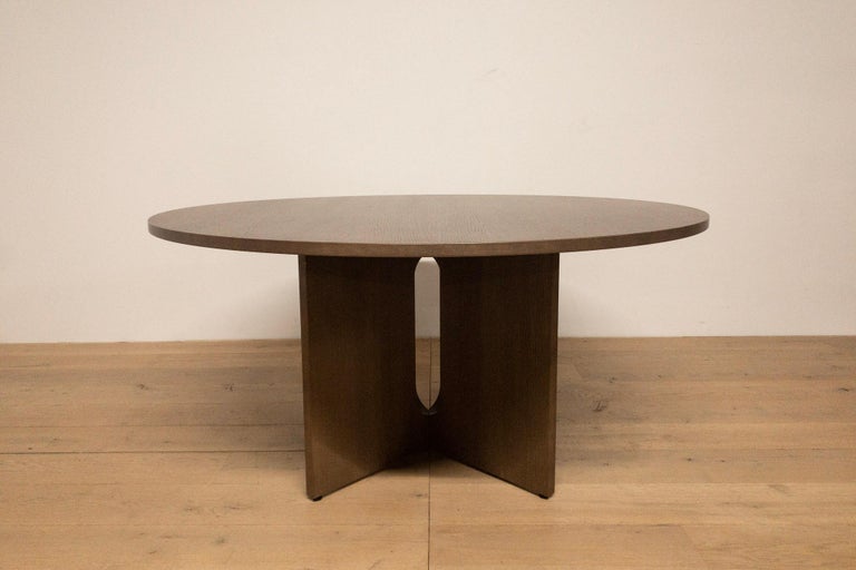 Round Scandinavian Dining Table with Modern Solid Oak Base For Sale at ...