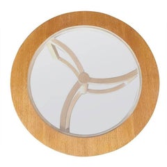 Round Scandinavian Spindle Coffee Table in Oak with Glass Top