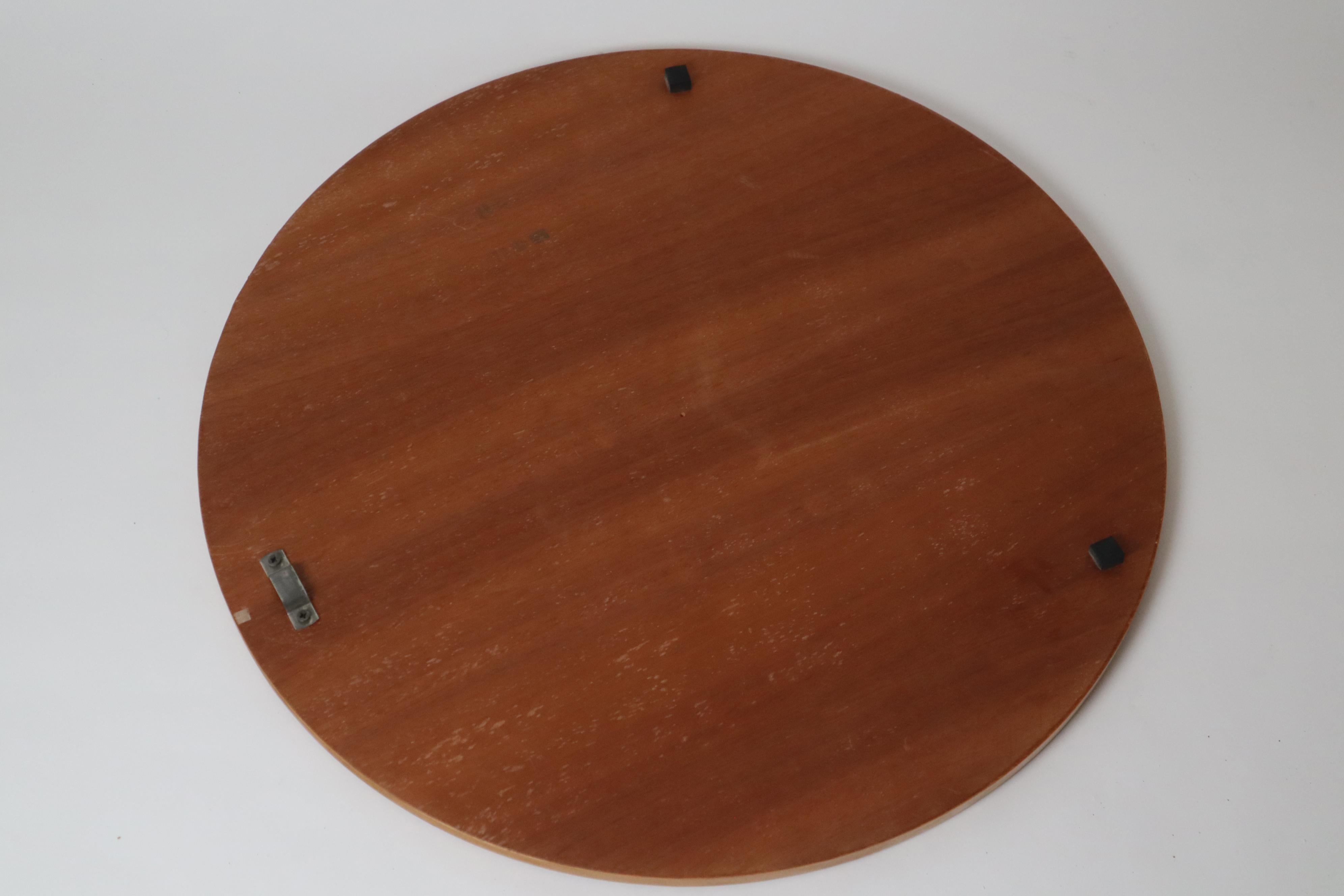 Specchio da parete scandinavo rotondo in Oak, Danimarca anni '70 in vendita 2