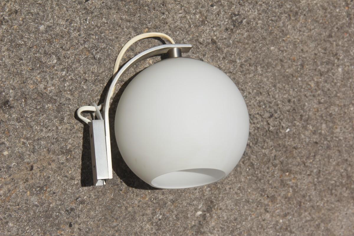 Round sconce white color glass aluminum Italian design 1990.