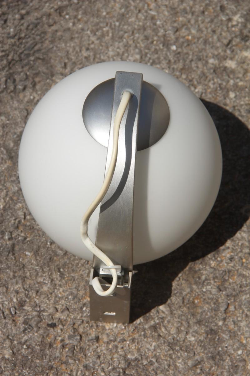 Modern Round Sconce White Color Glass  Aluminum Italian Design 1990 For Sale