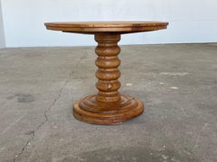 Round Sculptural Pine Pedestal Table, Danish Cabinetmaker, 1970s