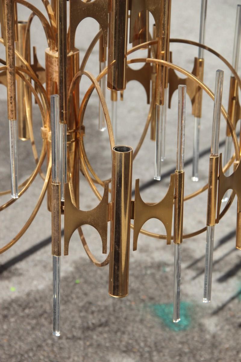 Mid-20th Century Round Sculptural Sciolari Chandelier Italian Design Gold-Plated Crystal, 1960
