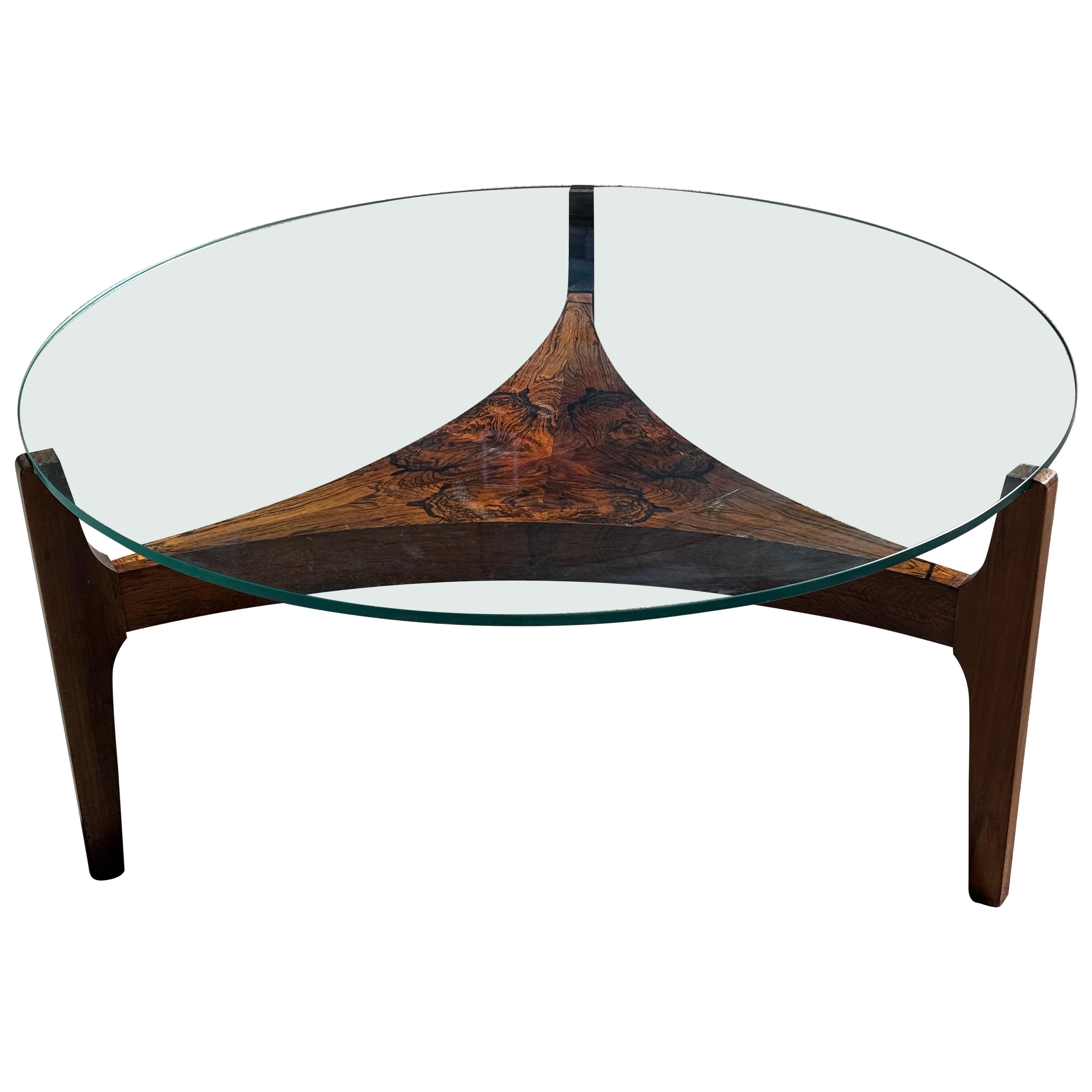 Round sculptural sofatable with Glass Top by Sven Ellekaer for Hohnert, 1960s For Sale