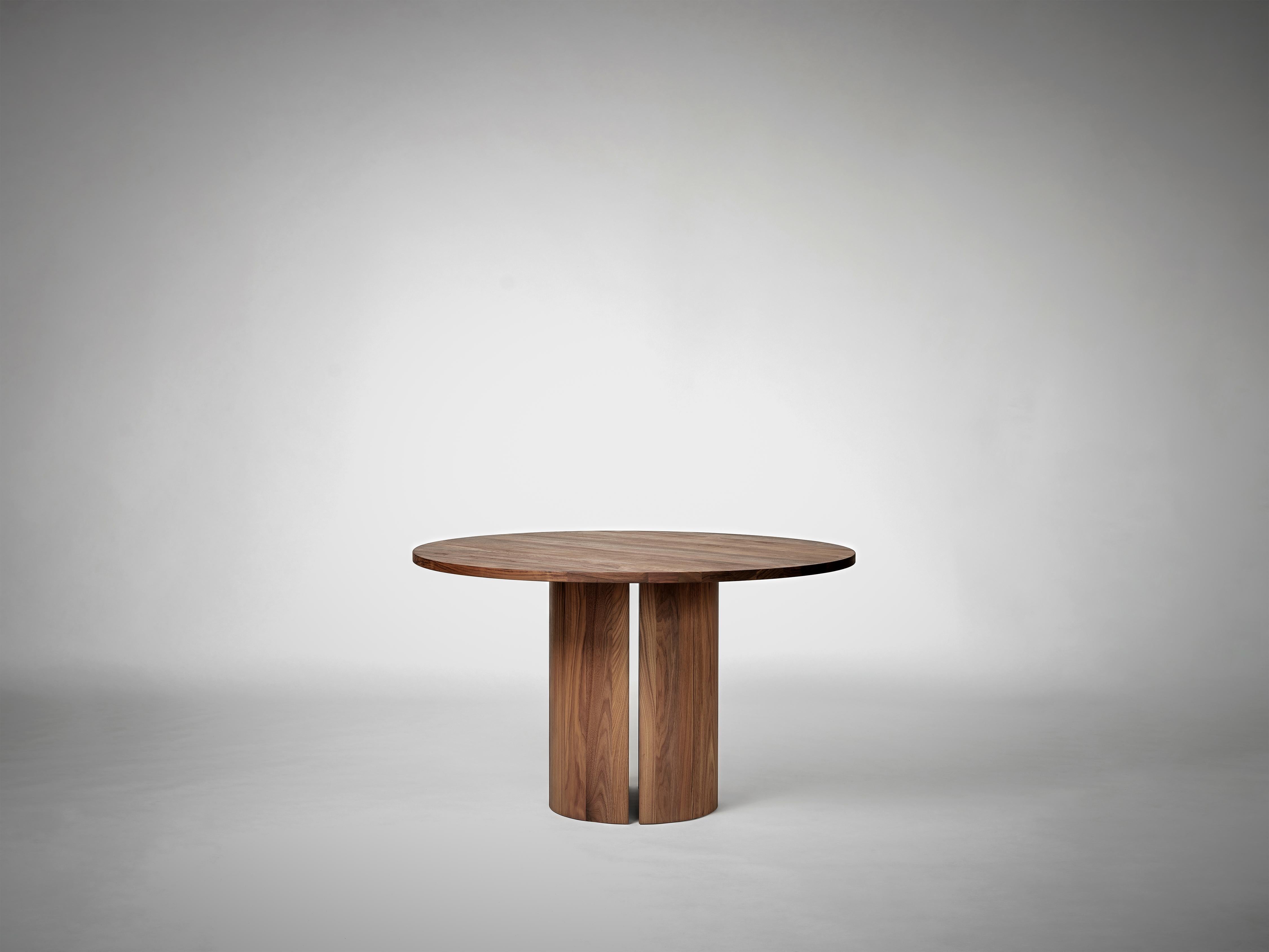 Brutalist Round Sculptural Table in Solid Walnut - Aperta by Mokko For Sale