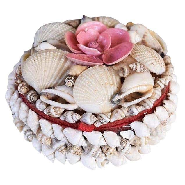 Large Sea Shell Encrusted Redmile Style Jewelry Treasure Box For Sale ...
