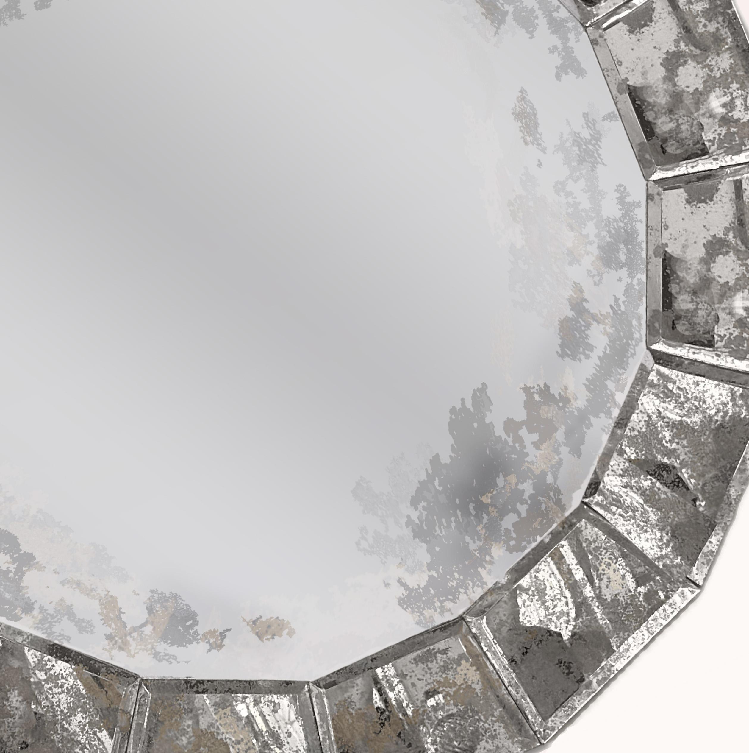Fatto a mano Specchio rotondo a segmenti Antique Mirror con cornice in vendita