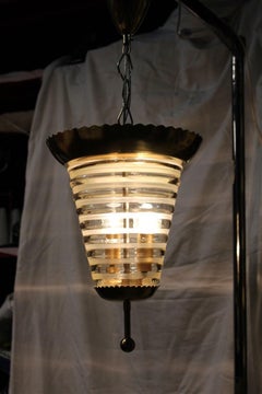 Round Seguso Brass Gold Lantern Midcentury Italian Design, 1950s