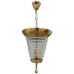 Round Seguso Brass Gold Lantern Midcentury Italian Design, 1950s