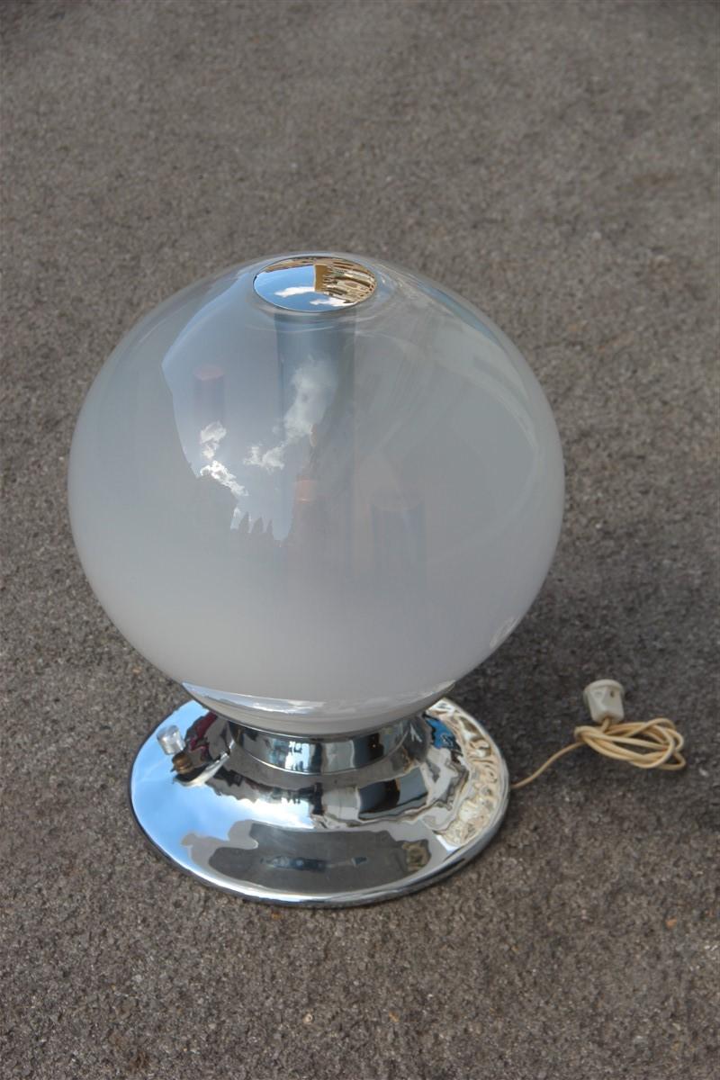 Round Selenova Table Lamp Pop Art 1970s Steel Glass White Sculpture Copper 4