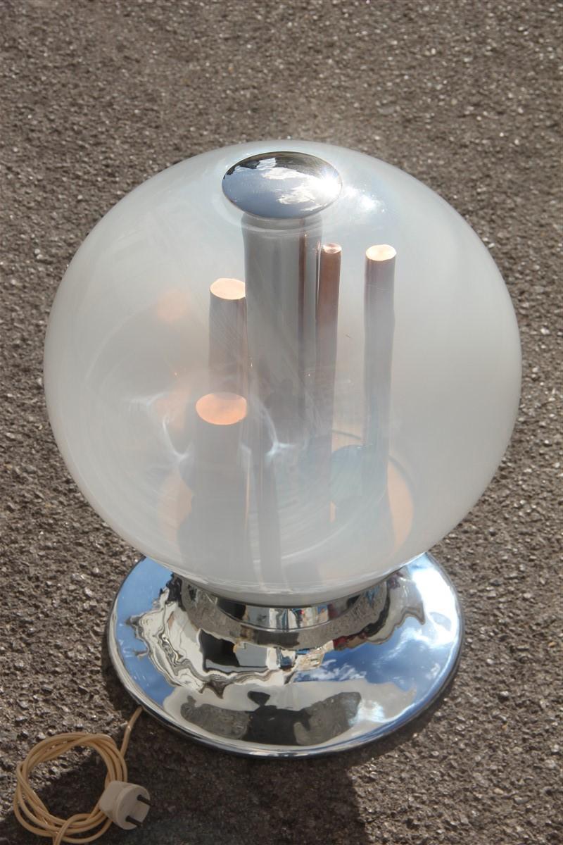 Round Selenova Table Lamp Pop Art 1970s Steel Glass White Sculpture Copper 8