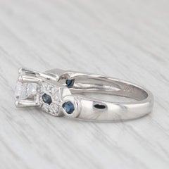 Round Semi Mount Engagement Ring Platinum Diamond Sapphire Size 6.25