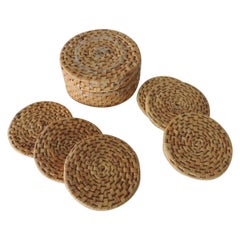 Round Set of 6 Seagrass Woven Coasters