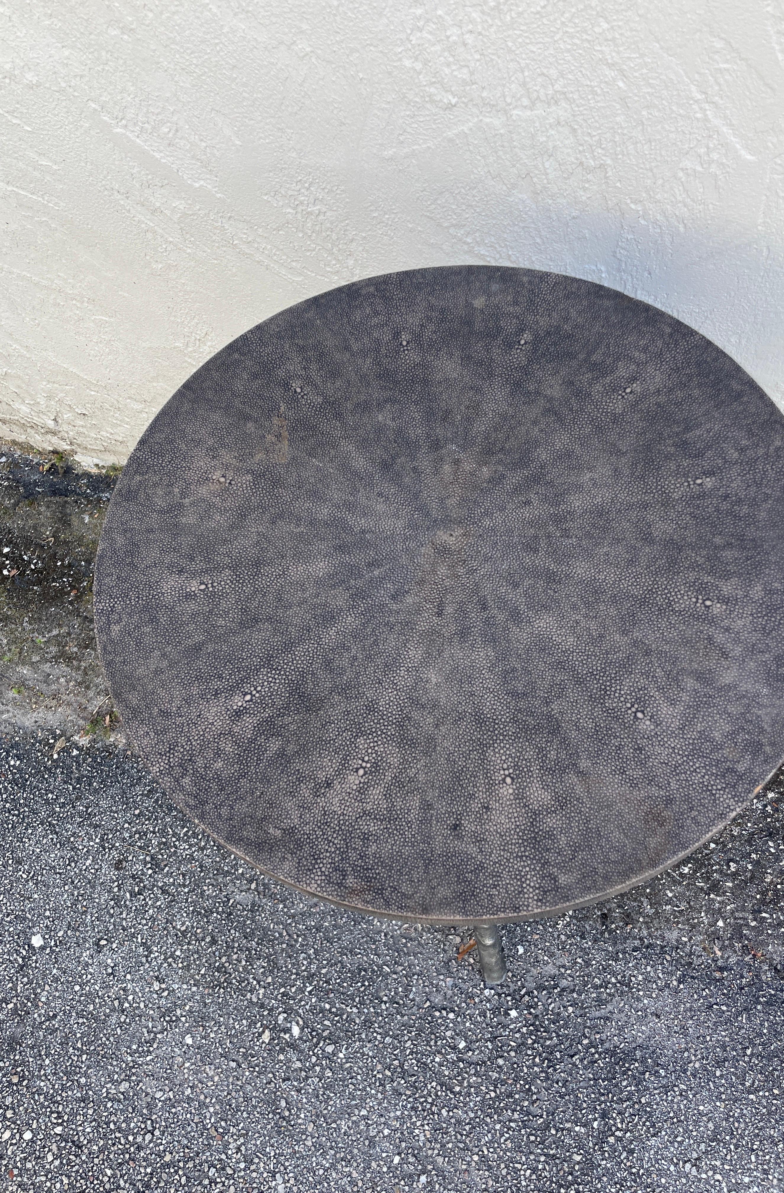Round Shagreen Side / Drinks Table In Good Condition In West Palm Beach, FL