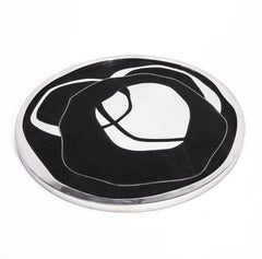 Round Shagreen Tray with Polished Stainless Steel by R&Y Augousti
