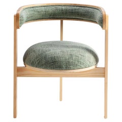 Round shape Bent Wood Moulin Green Garden Leaf Upholstered Chair