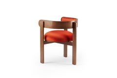 Round shape Bent Wood Moulin Paprika Upholstered Chair