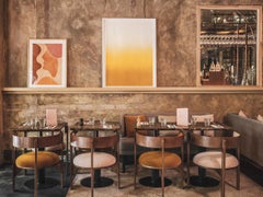 Round shape Bent Wood Moulin Plantain Upholstered Chair