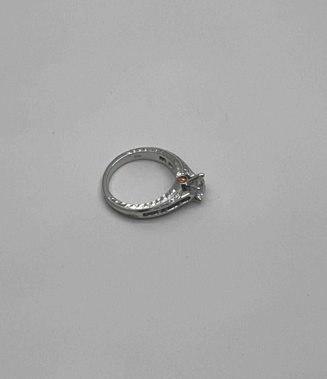 Modern Round Shape Brilliant Cut Diamond Blue Sapphire Channel Set 18K White Gold Ring For Sale