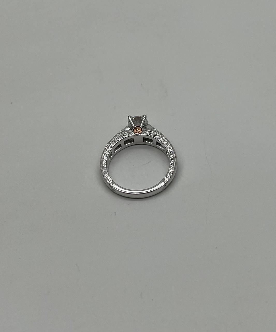 Women's Round Shape Brilliant Cut Diamond Blue Sapphire Channel Set 18K White Gold Ring For Sale