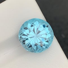 Round Shape Flower Cut Sky Blue Topaz Gemstone for Ring & Pendant Jewelry 12mm