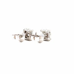 Round Shape Studs Diamond White 18K Gold Earrings for Her