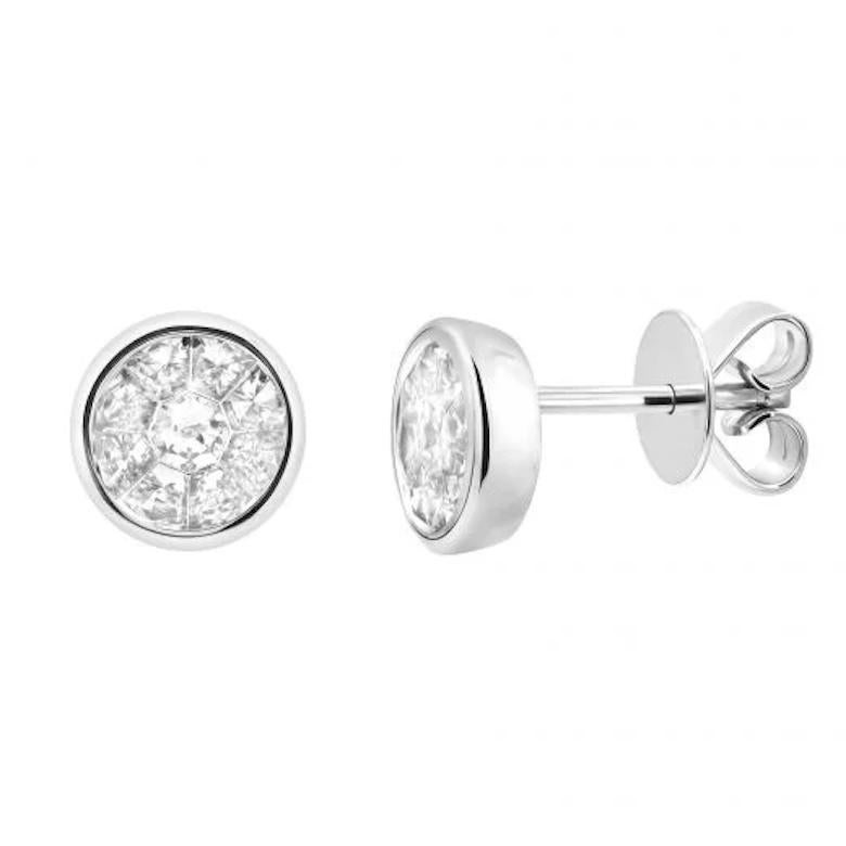 Pendientes de oro blanco con diamantes redondos para ella en Nuevo estado para la venta en Genève, GE