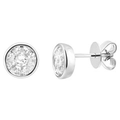Pendientes de oro blanco con diamantes redondos para ella