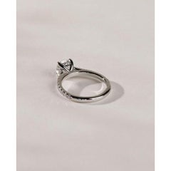 Round Shaped Moissanite Engagement Ring 925 Sterling Silver Hidden Halo Ring.